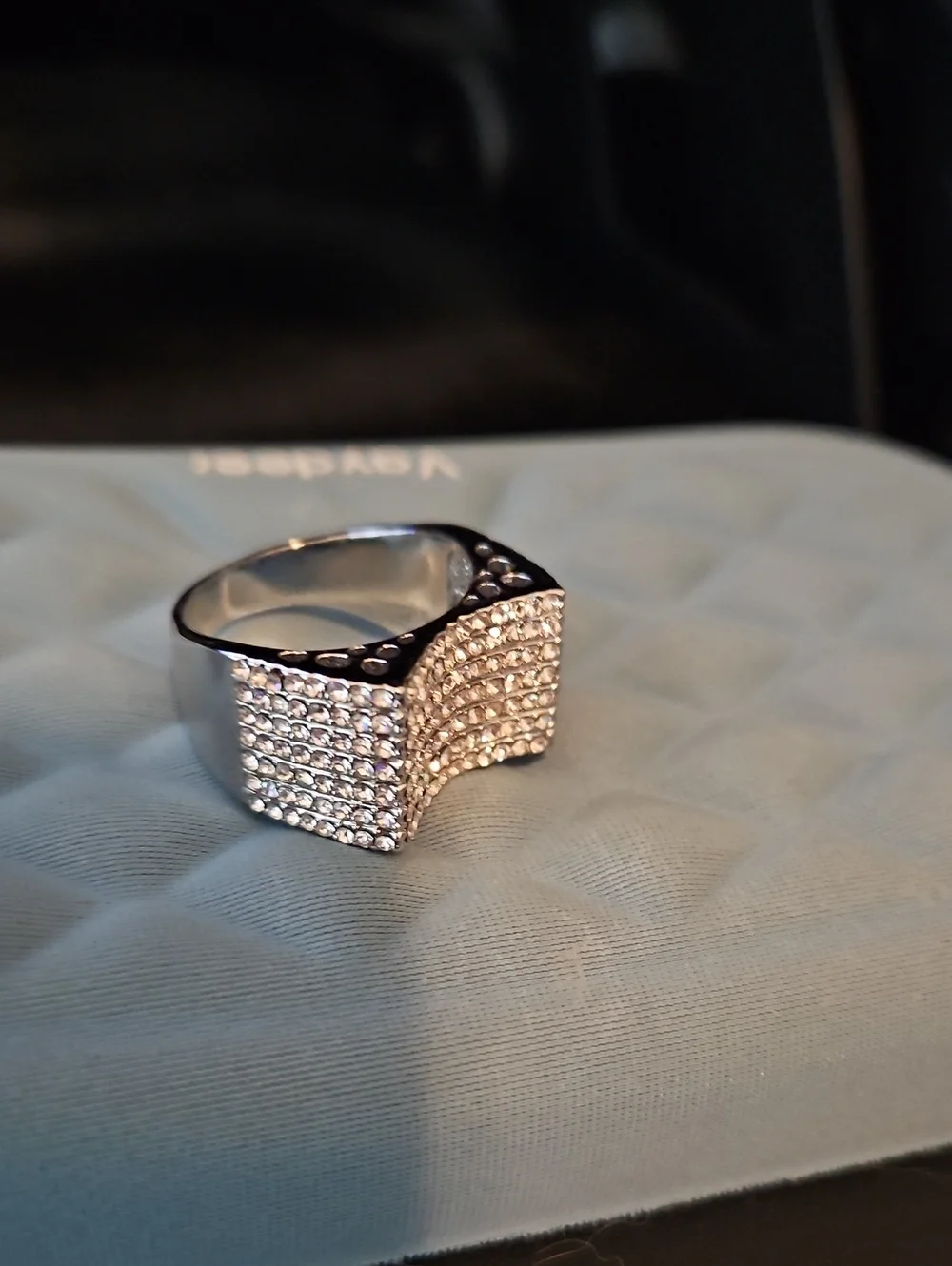 Silver Crystal Pavé Statement Ring - Women Jewelry